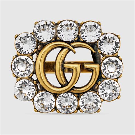 gucci crystal bril|Double G Ring With Clear Crystals .